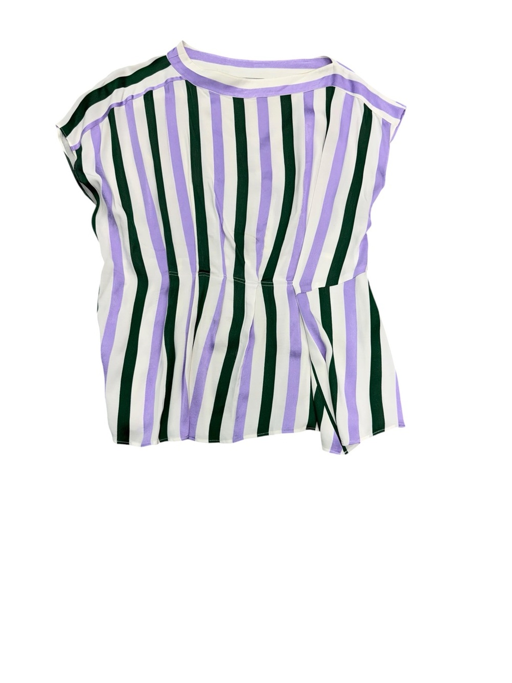 Lewit Lavender, Black & White Striped Short Sleeve Top